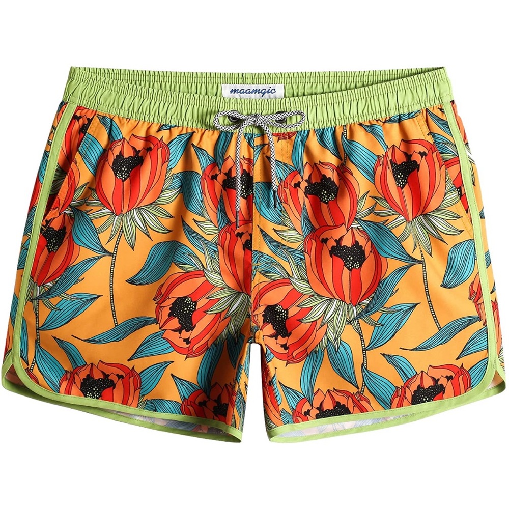 NWOT Maagic Swim Shorts Size Small 4.5 Inch Inseam Vintage Floral Swim Trunks